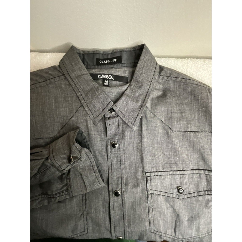 Men’s Carbon Dark‎ Gray/Black Snap Up Shirt Medium